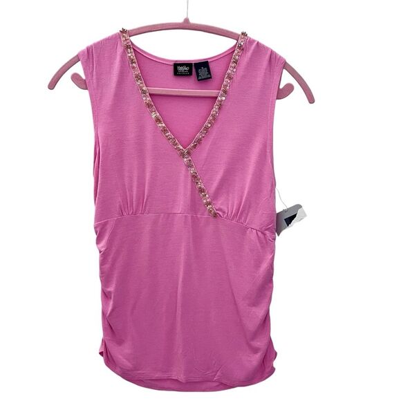 Y2k retro mossimo tank top beaded v neck bubblegum pink size medium NWT - Picture 1 of 6